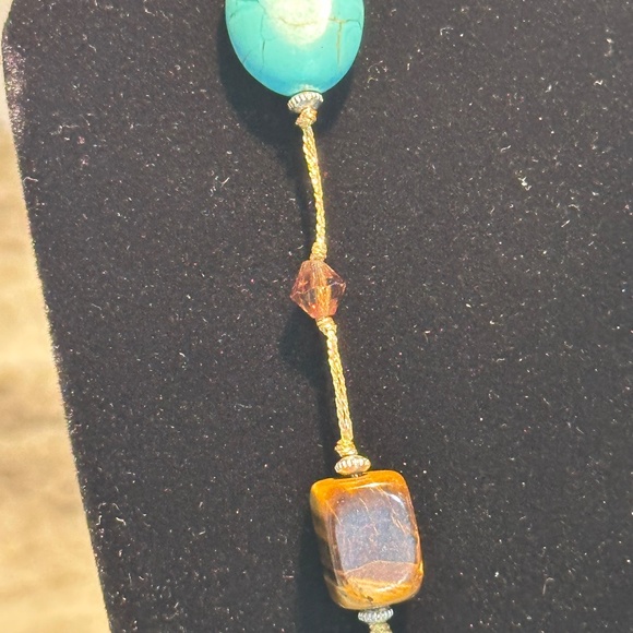 Premier Promenade NECKLACE Turquoise Shell Tigers Eye 30" + 3" NEVER WORN - Picture 4 of 8